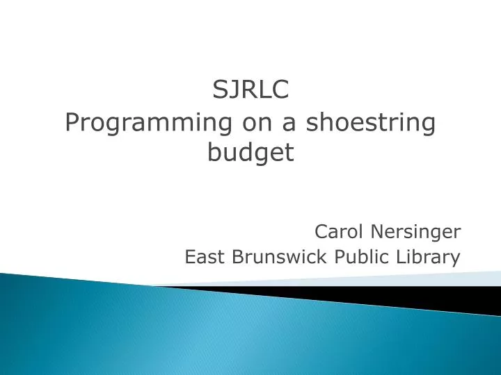 sjclc programming on a shoe string budget
