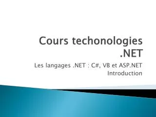 cours techonologies net