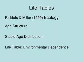 Life Tables