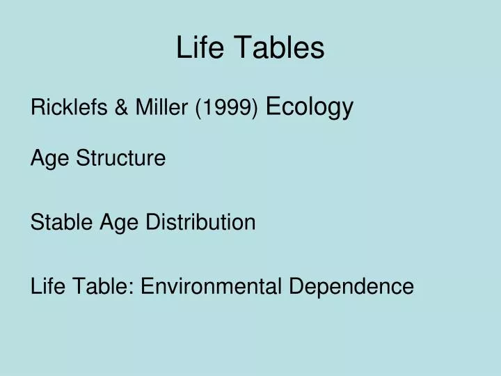 life tables