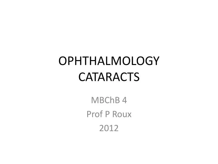 ophthalmology cataracts