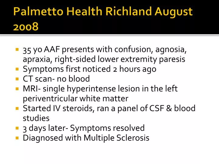 palmetto health richland august 2008