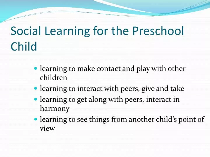 social learning for the preschool child