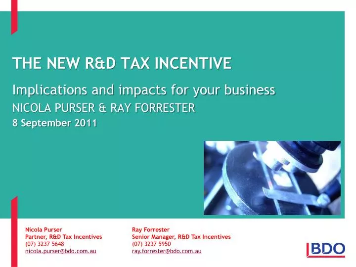 the new r d tax incentive