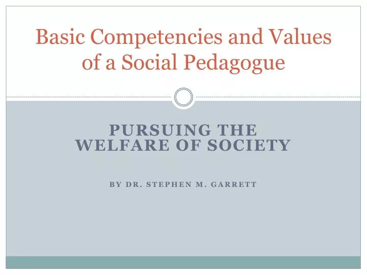 basic competencies and values of a social pedagogue