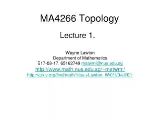 MA4266 Topology