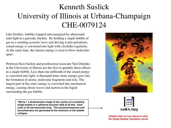 kenneth suslick university of illinois at urbana champaign che 0079124