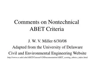 Comments on Nontechnical ABET Criteria
