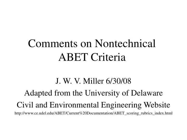 comments on nontechnical abet criteria