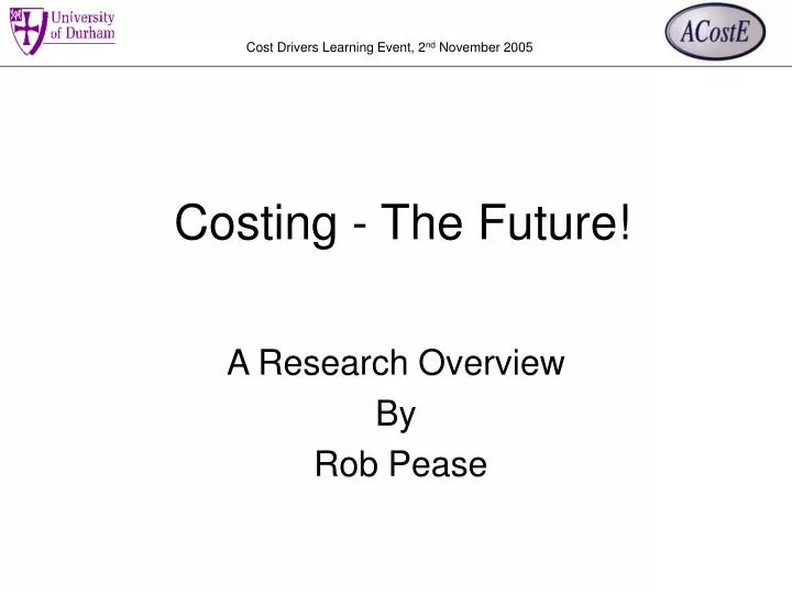 costing the future