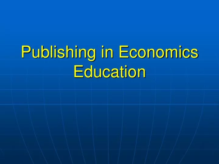 publishing in economics education