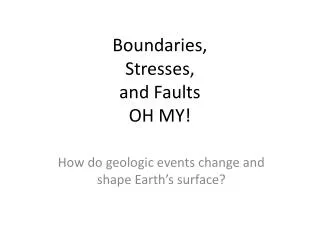 Boundaries, Stresses, and Faults OH MY!