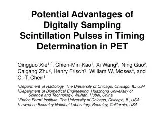 Potential Advantages of Digitally Sampling Scintillation Pulses in Timing Determination in PET