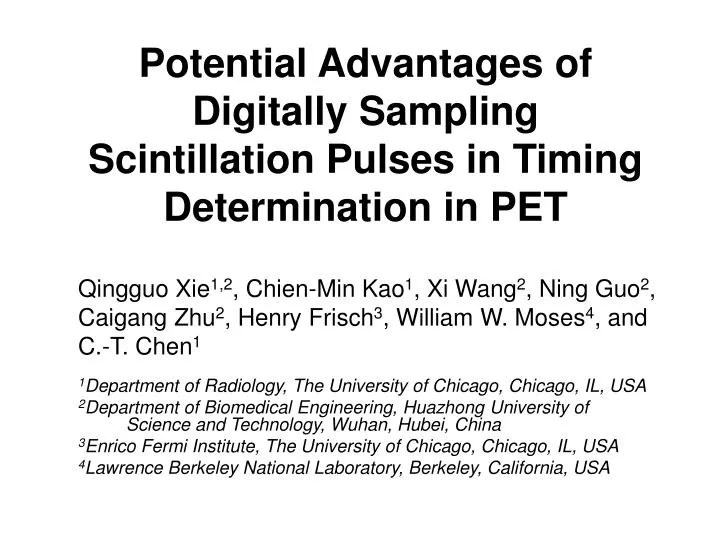 potential advantages of digitally sampling scintillation pulses in timing determination in pet