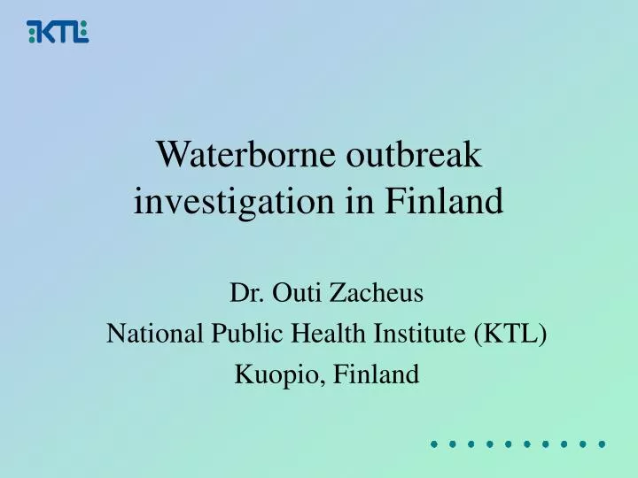 waterborne outbreak investigation in finland