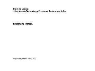 Specifying Pumps.