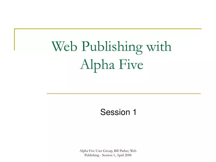web publishing with alpha five