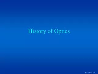 History of Optics