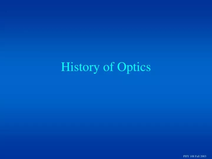 history of optics