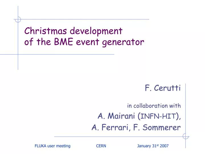 christmas development of the bme event generator