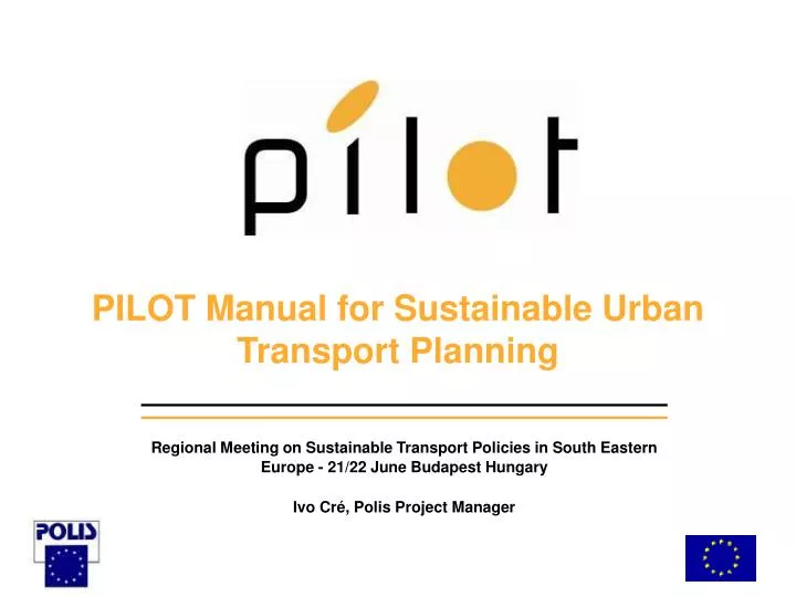 pilot manual for sustainable urban transport planning