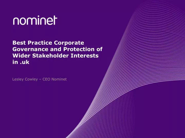 best practice corporate governance and protection of wider stakeholder interests in uk