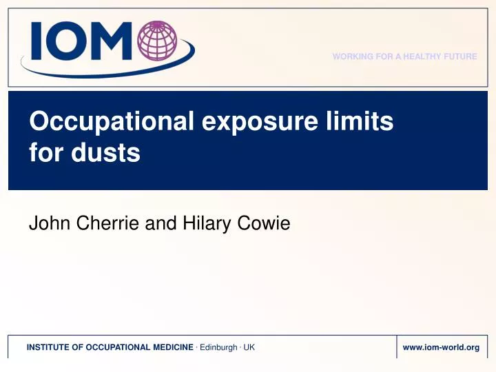 occupational exposure limits for dusts