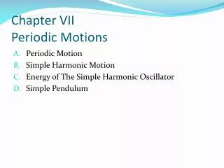 Chapter VII Periodic Motions