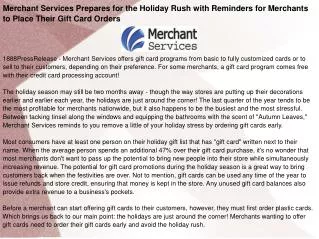 Merchant Services Prepares for the Holiday Rush