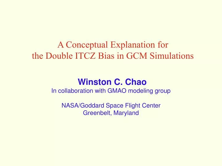 a conceptual explanation for the double itcz bias in gcm simulations