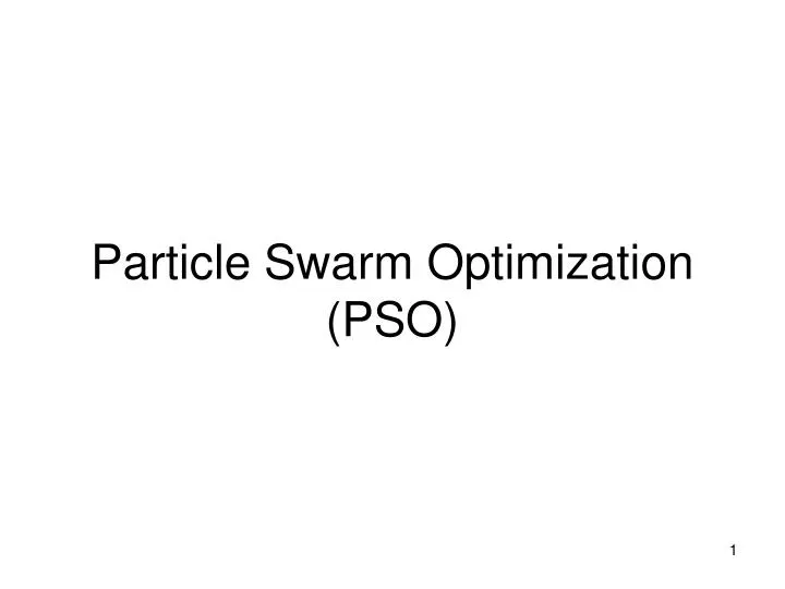 particle swarm optimization pso