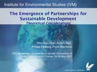 The Emergence of Partnerships for Sustainable Development Theoretical Considerations