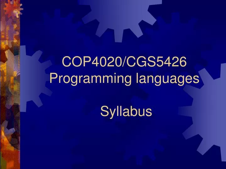 cop4020 cgs5426 programming languages syllabus