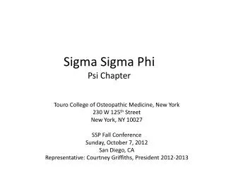 Sigma Sigma Phi Psi Chapter