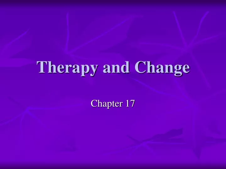 therapy and change