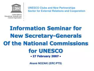 Information Seminar for New Secretary-Generals Of the National Commissions for UNESCO