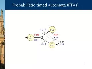 Probabilistic timed automata (PTAs)