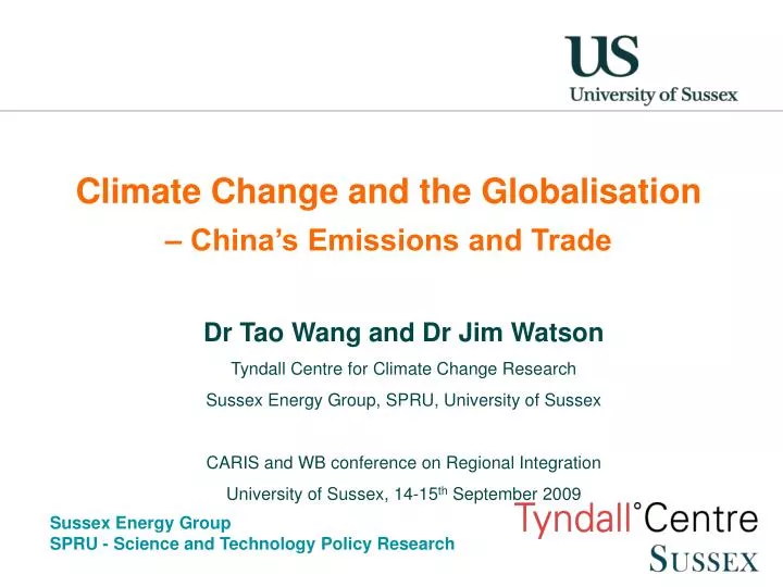 climate change and the globalisation china s emissions and trade