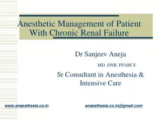 Anesthetic Management of Patient With Chronic Renal Failure