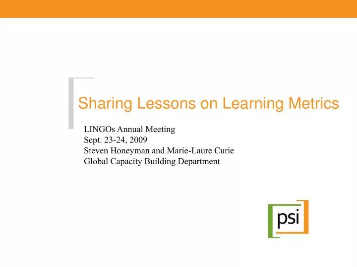 sharing lessons on learning metrics