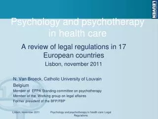 Psychology and psychotherapy in health care