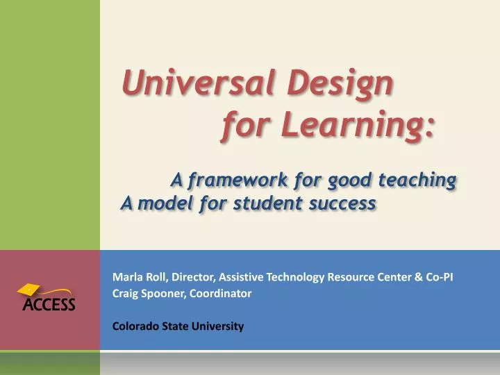 universal design for learning a framework for good teaching a model for student success