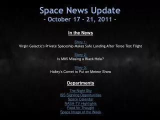 Space News Update - October 17 - 21, 2011 -