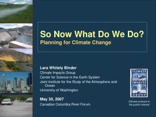 So Now What Do We Do? Planning for Climate Change