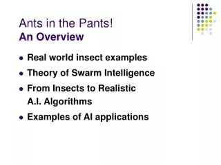 Ants in the Pants! An Overview