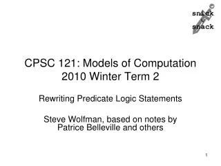 CPSC 121: Models of Computation 2010 Winter Term 2
