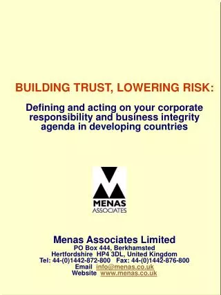 BUILDING TRUST, LOWERING RISK: