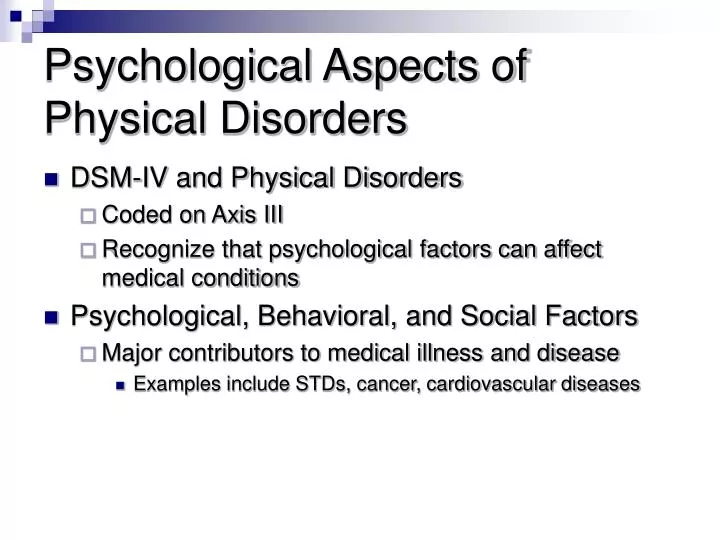 psychological aspects of physical disorders