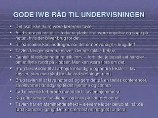 gode iwb r d til undervisningen
