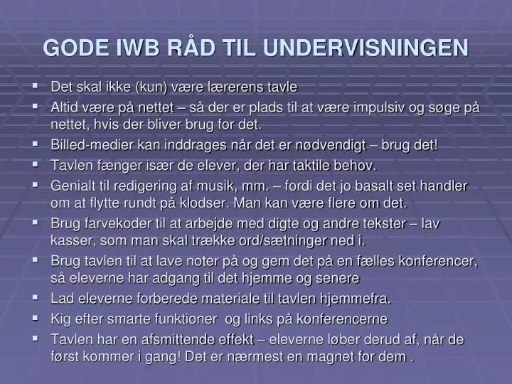 gode iwb r d til undervisningen